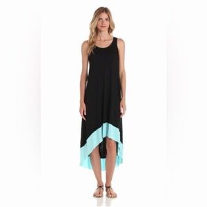 R&K Elegant Black and Blue High Low Dress